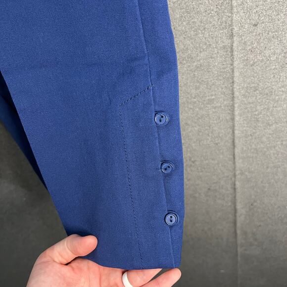 Isaac Mizrahi Live! Stretch Crop Wide Leg with Butto Royal Navy, Petite 14 - Picture 8 of 10